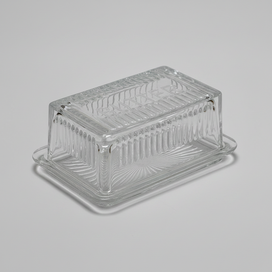 Retro Butter Dish - Clear Glass