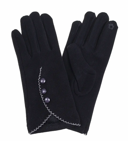 Button Gloves Black