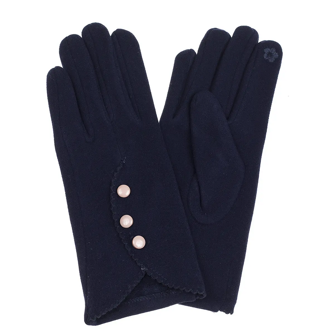 Button Gloves Navy