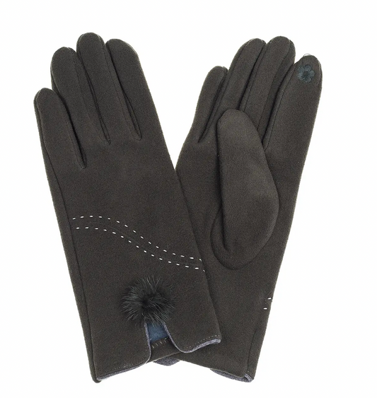 Pom Pom Gloves Olive Green