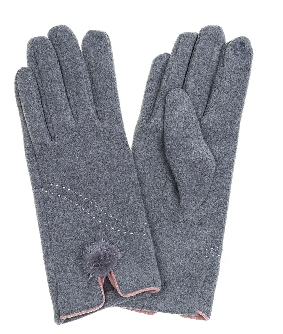 Pom Pom Gloves Grey