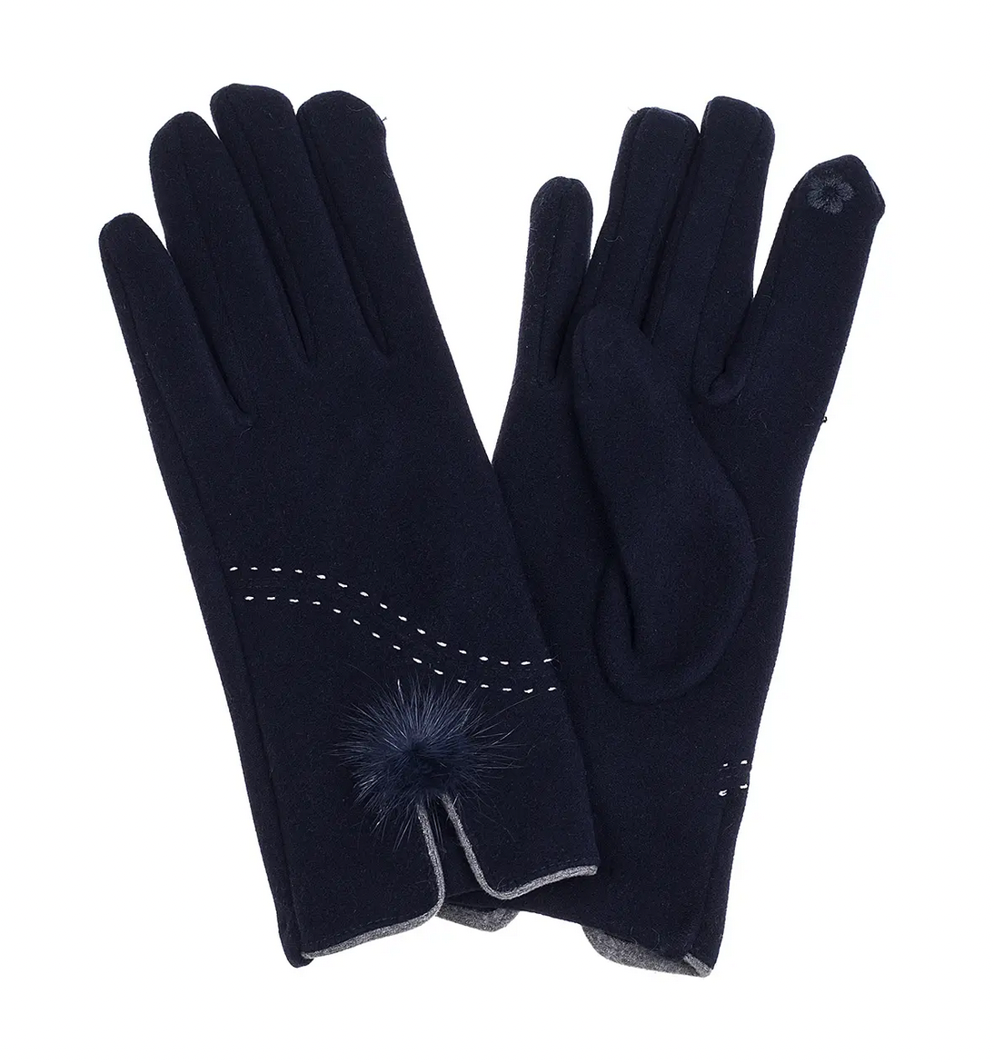 Pom Pom Gloves Navy