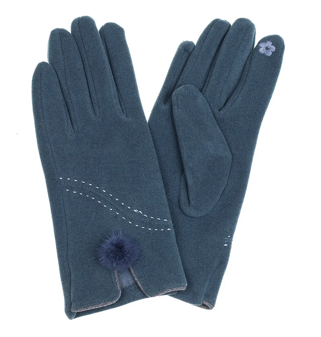 Pom Pom Gloves Teal