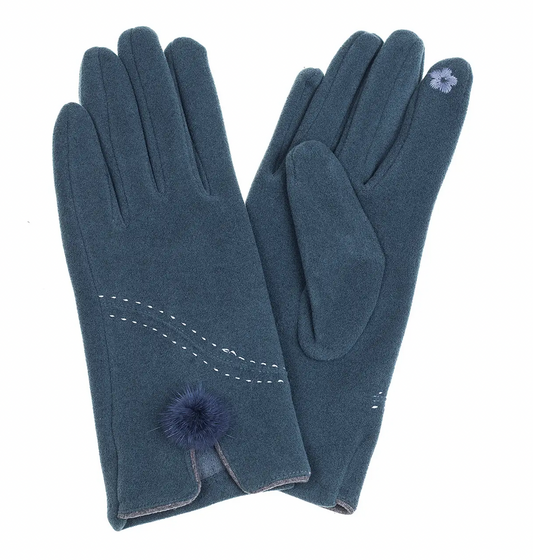 Pom Pom Gloves Teal