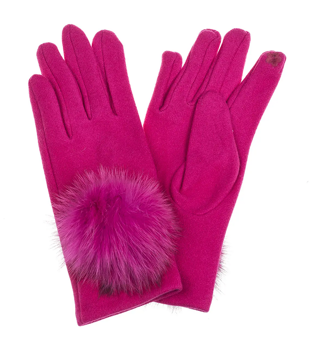 Pom Pom Hot Pink Gloves