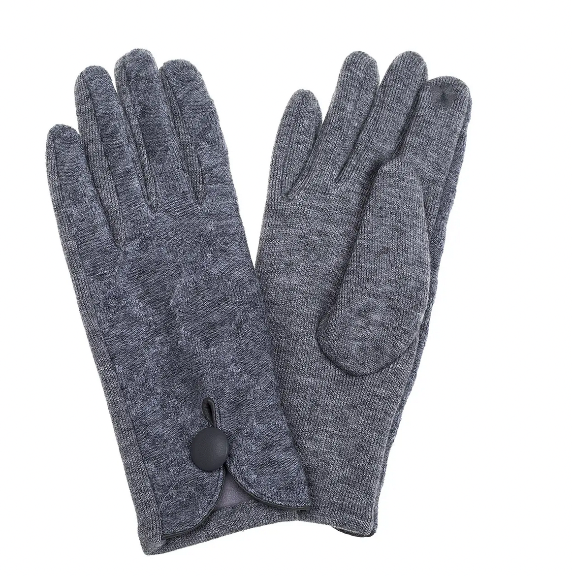 Knitted Gloves with Button Grey