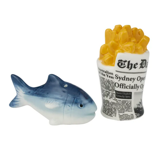 Fish n Chips 2pc Ceramic Salt & Pepper Shakers
