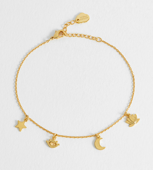Evil Eye Moon And Stars Charm Bracelet
