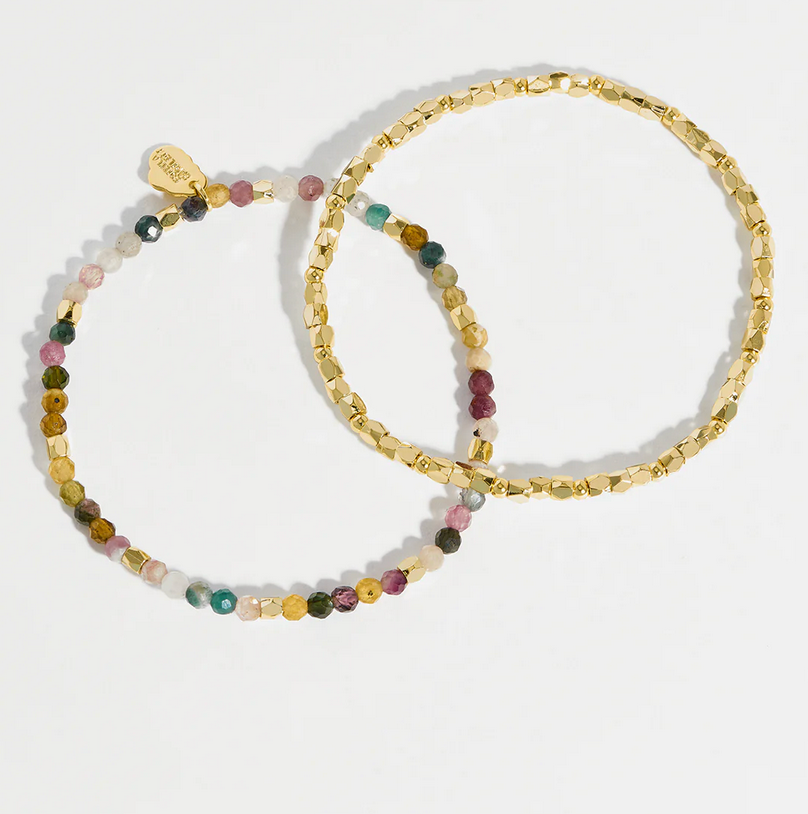 Coco Bead And Tourmaline Double Bracelet