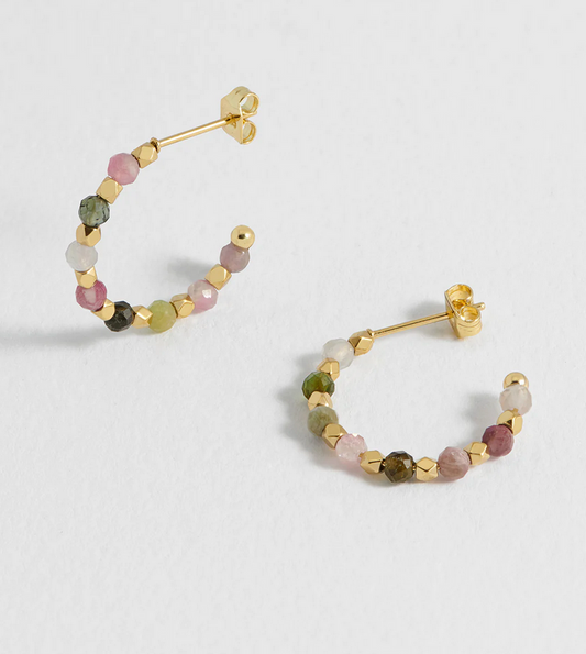 Wellness Tourmaline Coco Beaded Hoops