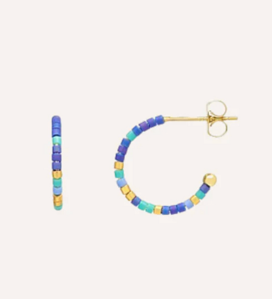 Night Sky Beaded Hoop Earrings