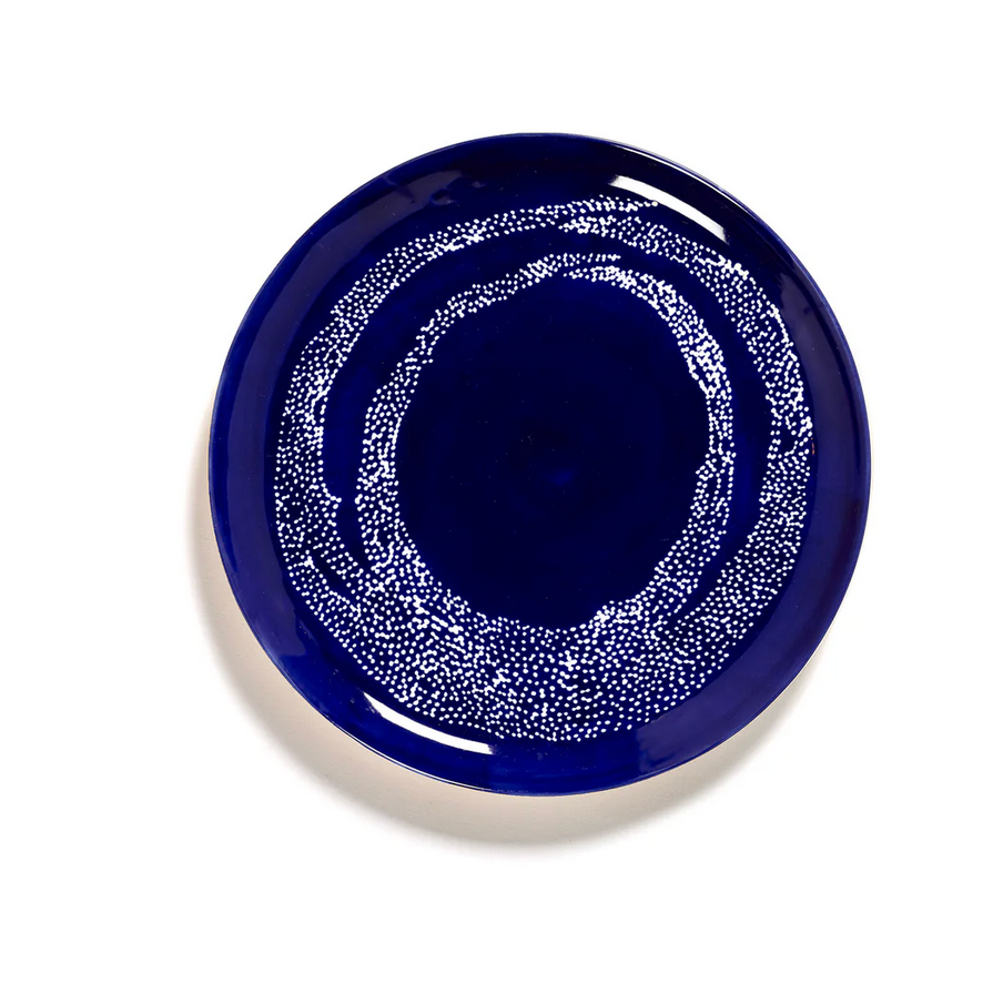 Ottolenghi Plates Lapis Lazuli Swirl Dots Set of 2 - Blue & White 26.5cm D