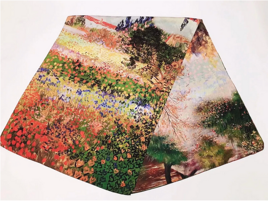 Reversible Silk Scarf - Van Gogh Flowering Garden