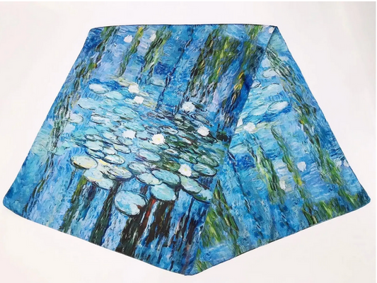 Reversible Silk Scarf - Monet Water Lilies
