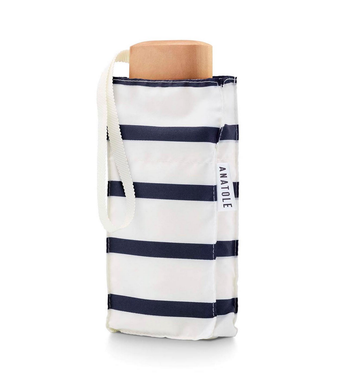 Micro Umbrella White Navy Stripes Henri