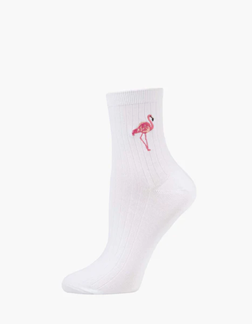 Womens Quarter Crew Flamingo Socks