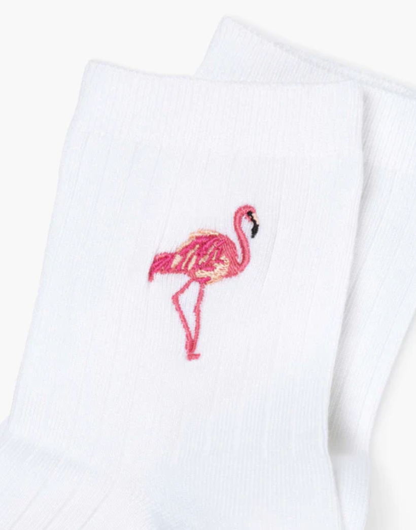 Womens Quarter Crew Flamingo Socks