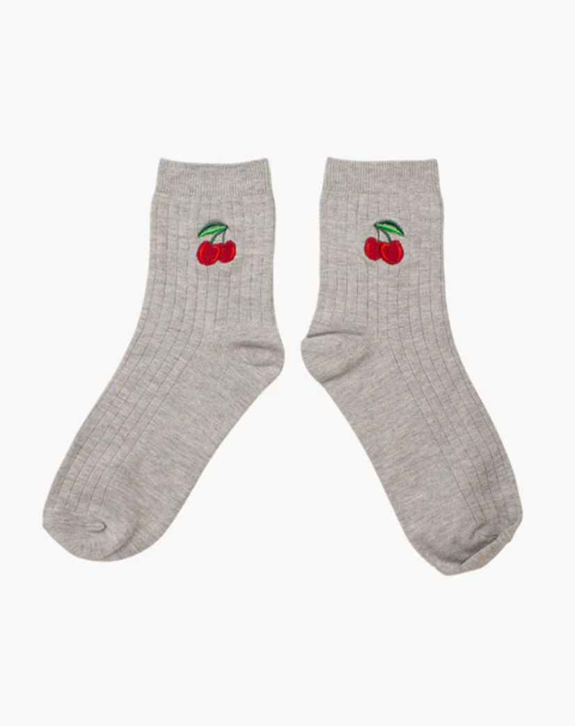 Womens Quarter Crew Cherry Socks