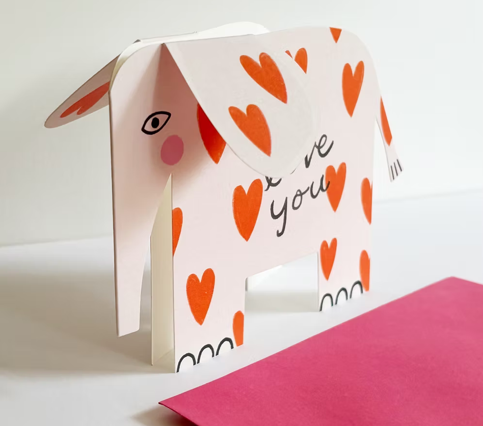 'Love You' Hearts Elephant Greeting Card