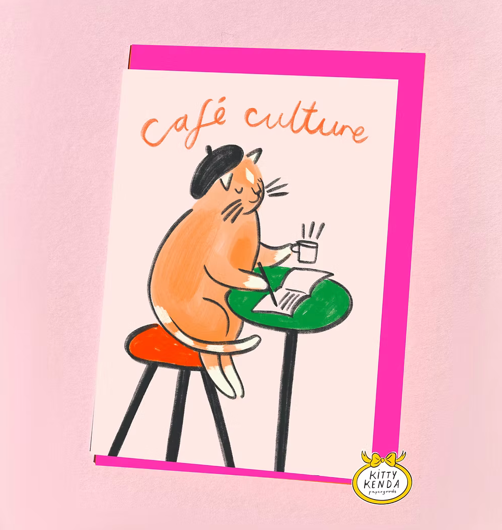 Cat Cafe Culture Greeting Card