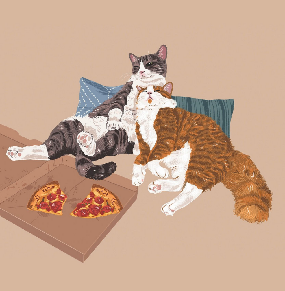 Cats Netflix & Eating Pizza - Alissa Levy