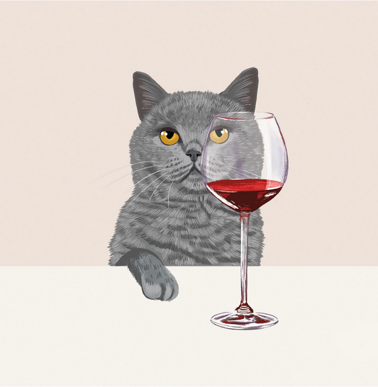 Burmese Cat & Red Wine - Alissa Levy
