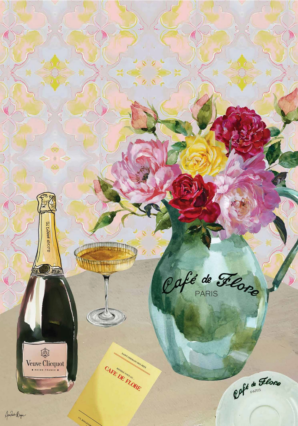 Café De Flore Floral Vase by Ana Paula Hoppe