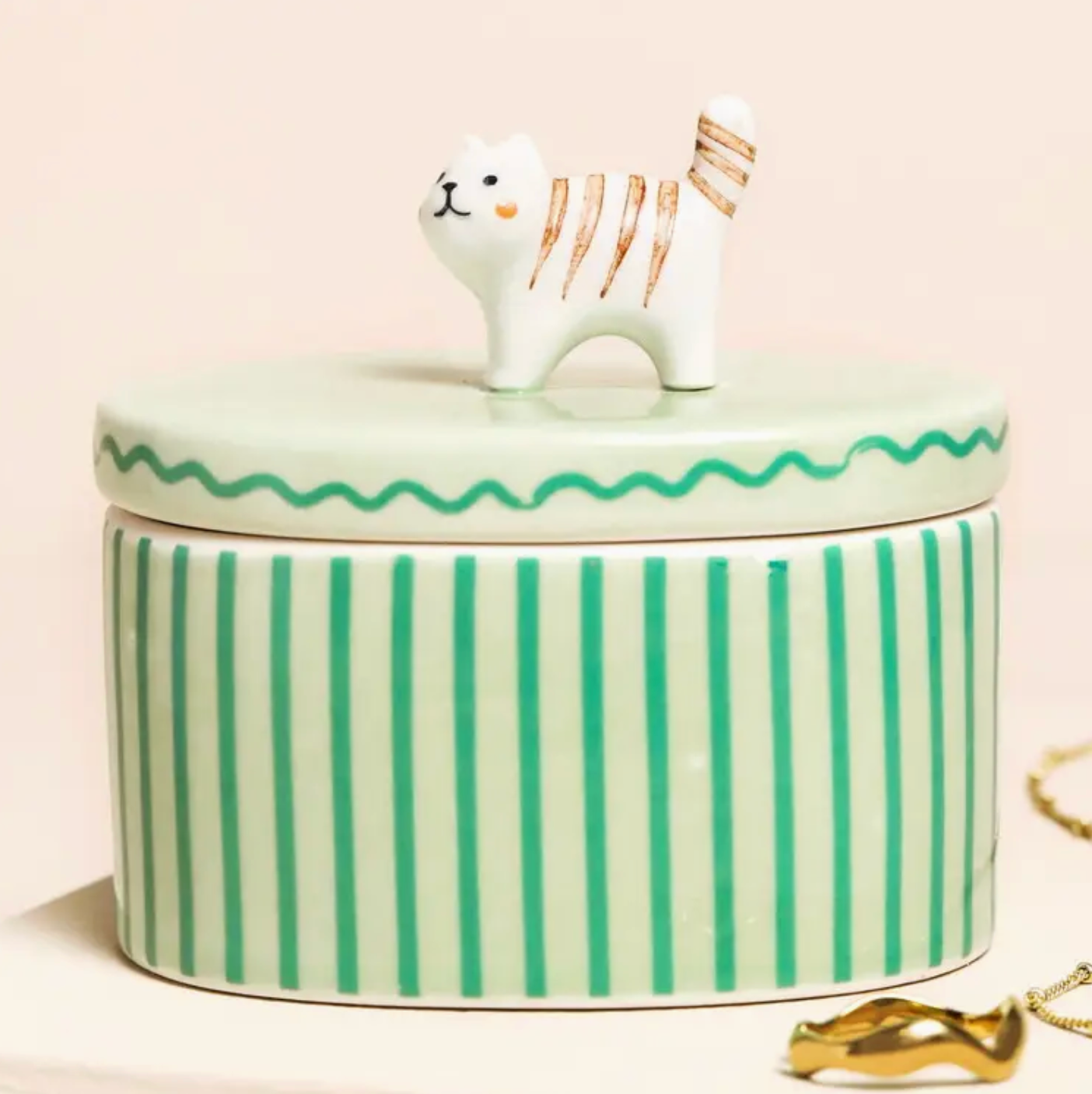 Cat Ceramic Trinket Pot