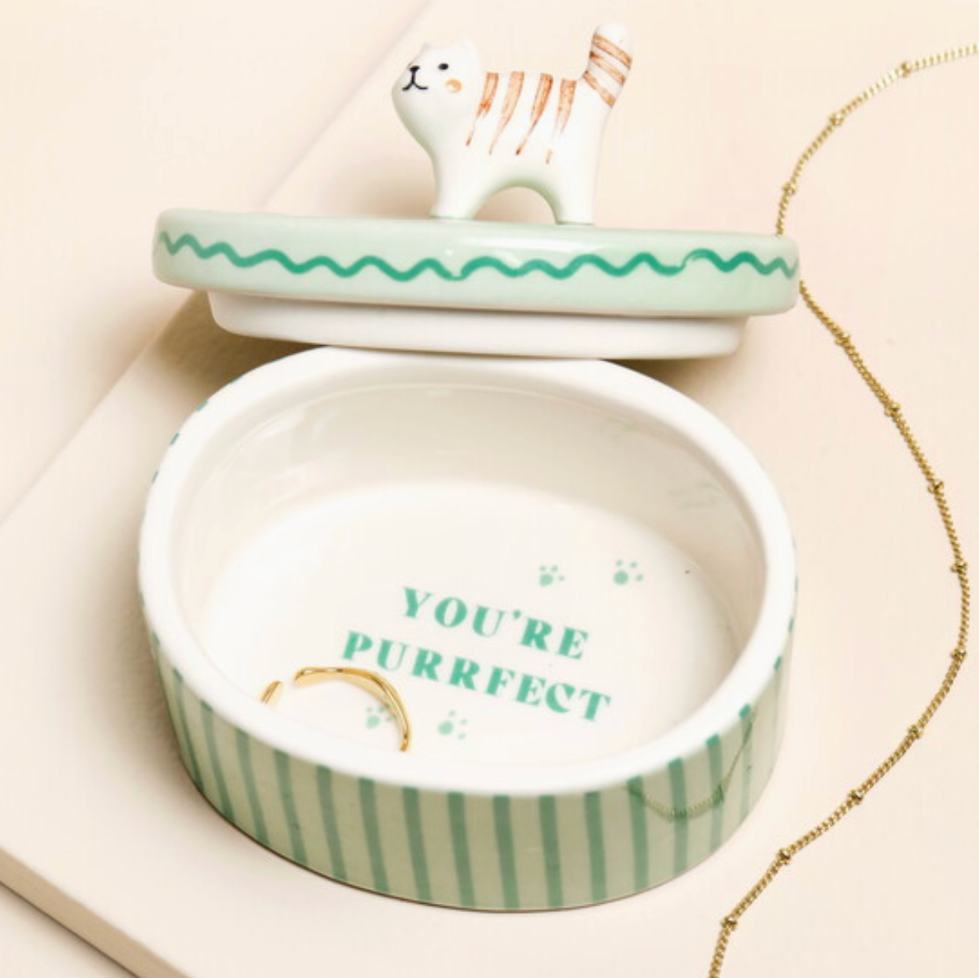 Cat Ceramic Trinket Pot