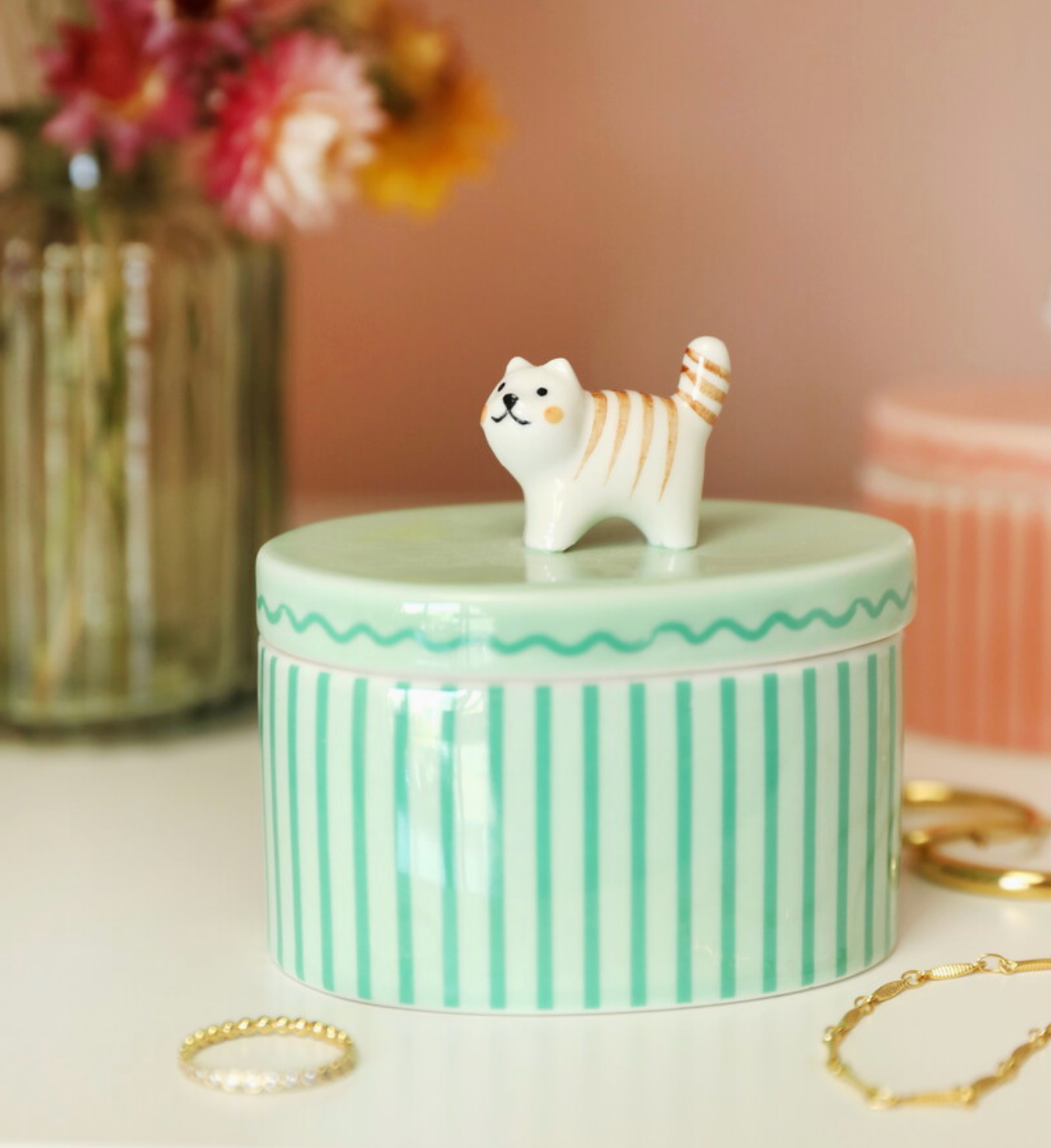 Cat Ceramic Trinket Pot