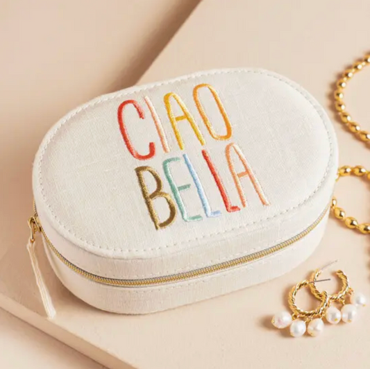 Embroided Travel Jewellery Case Ciao Bella