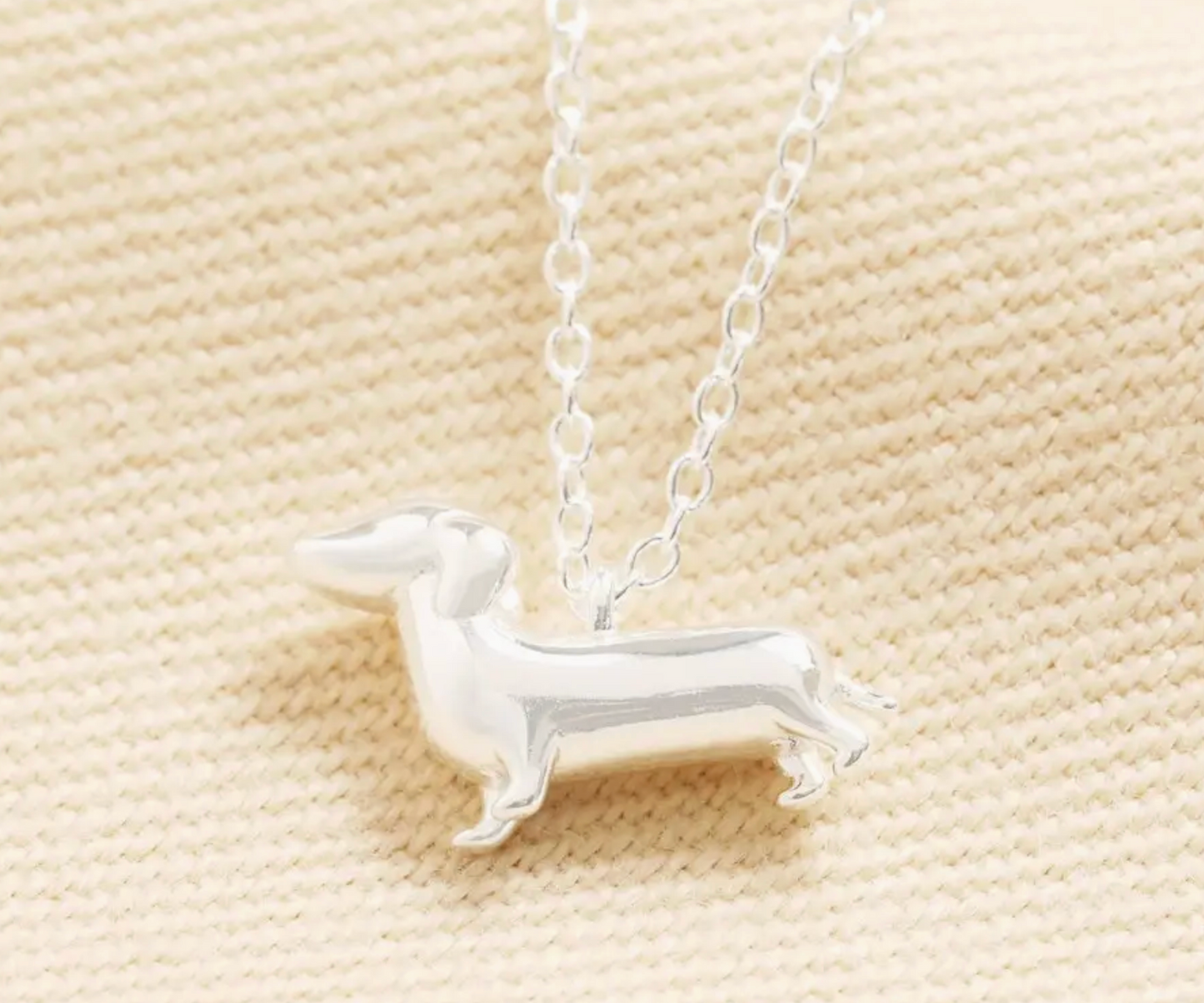 Sausage Dog Pendant Necklace Sterling Silver