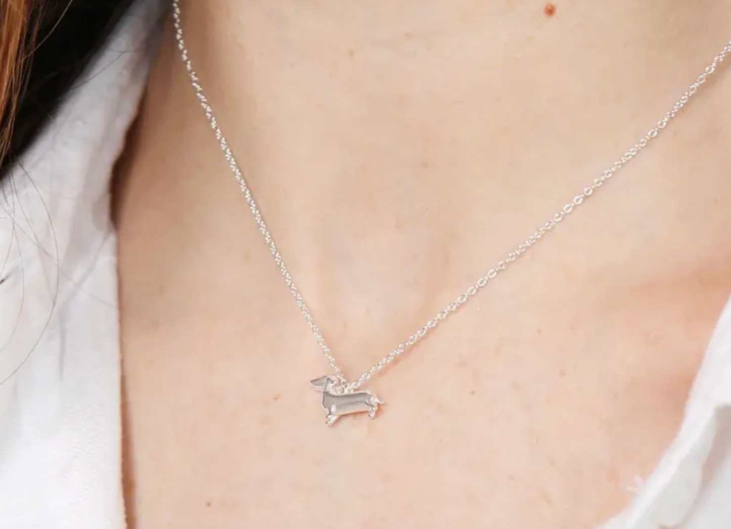 Sausage Dog Pendant Necklace Sterling Silver