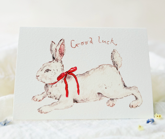 Lucky White Rabbit Greeting Card