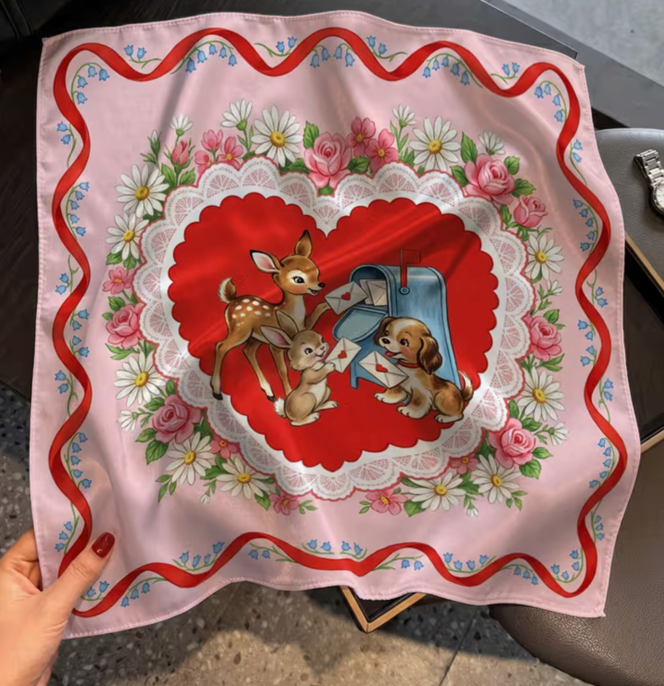 Square Scarf Vintage Love Letter