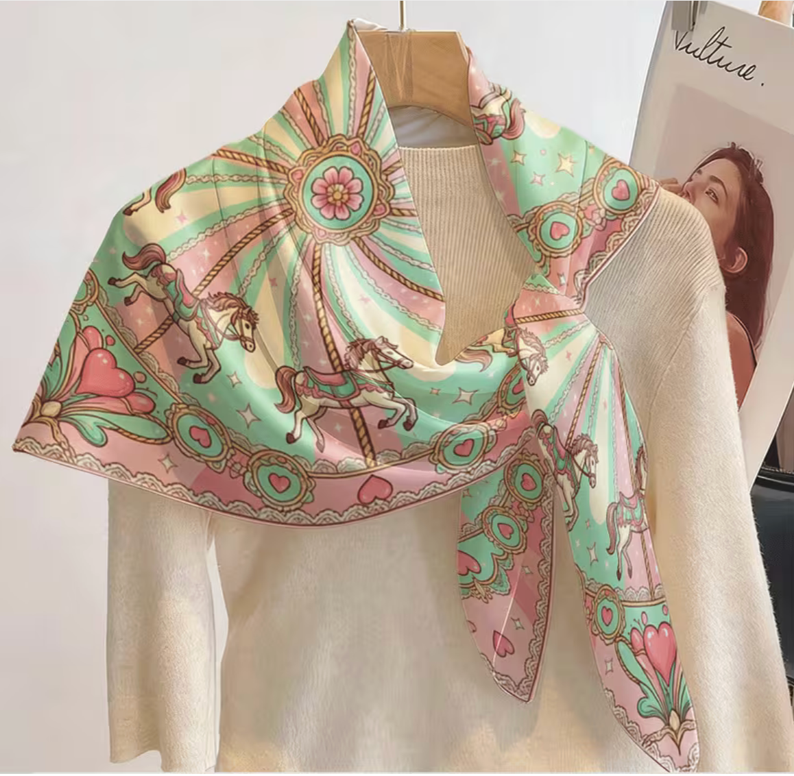 Square Scarf Cotton Candy Carousel