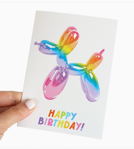 Rainboe Ballon Dog Birthday Greeting Card