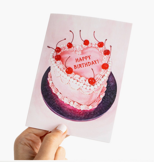 Pink Princess Bday Cake Greeting Card