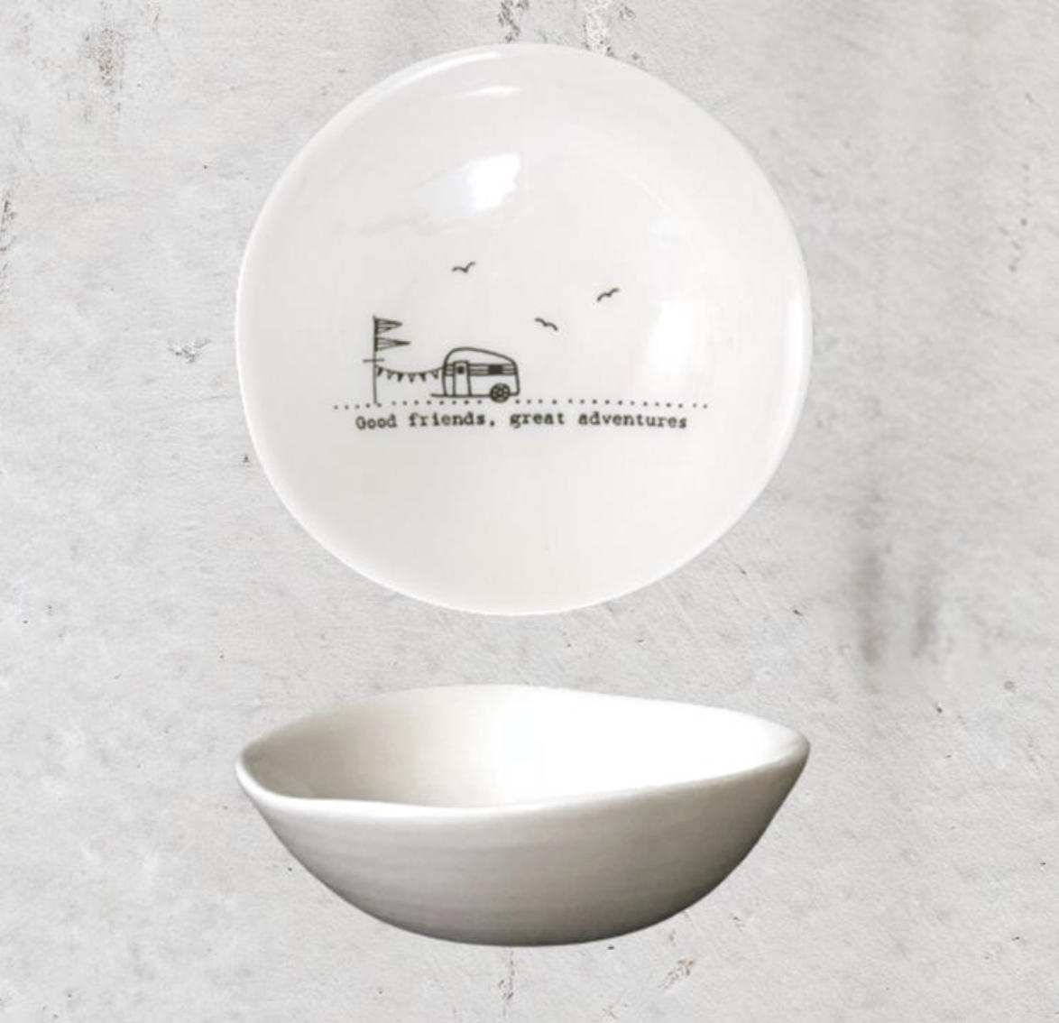 Wobbly Porcelain Bowl - Good Friends, Great Adventures