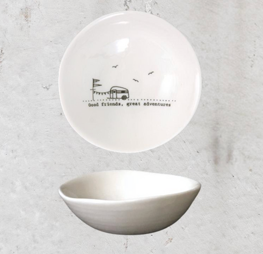 Wobbly Porcelain Bowl - Good Friends, Great Adventures