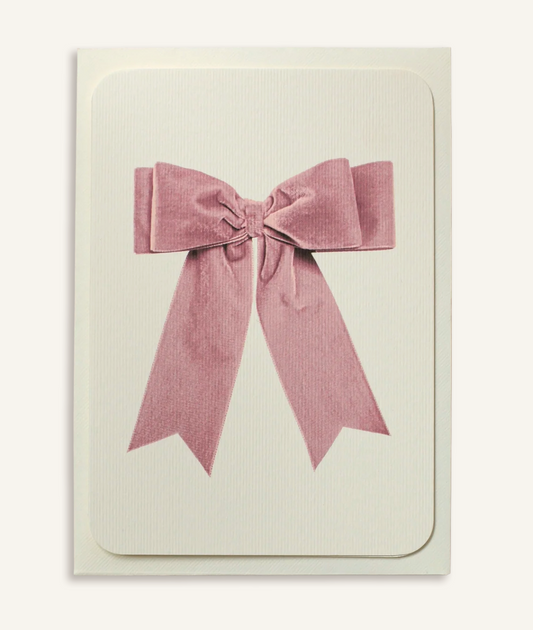 Pink Velvet Bow - Greeting Card