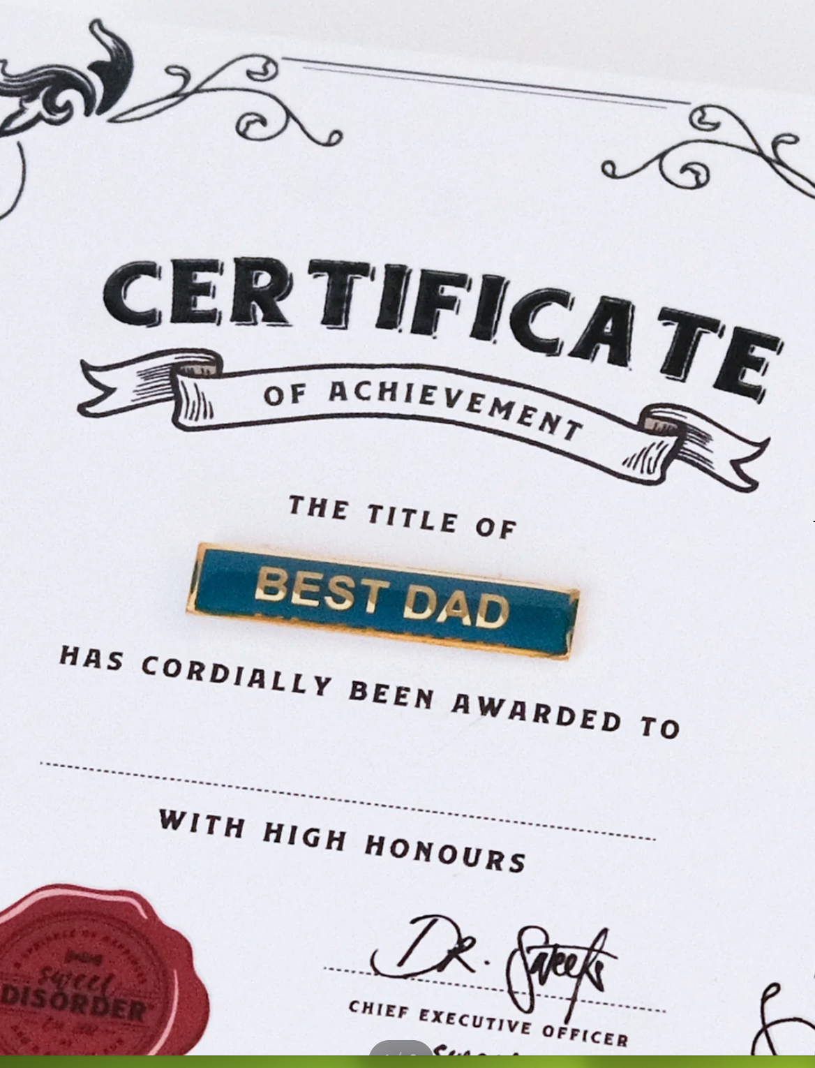 Best Dad Award Badge & Certificate
