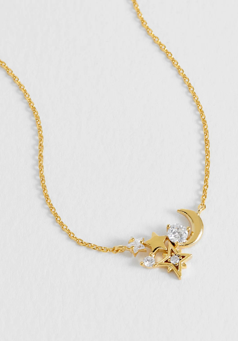 Moon & Stars Cluster Necklace - Gold