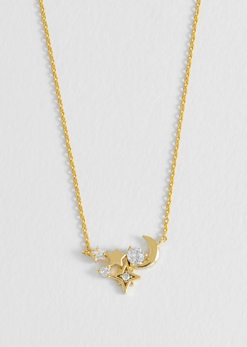 Moon & Stars Cluster Necklace - Gold