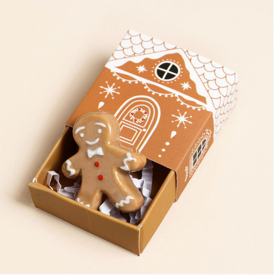 Tiny Matchbox Ceramic Token Gingerbread Man