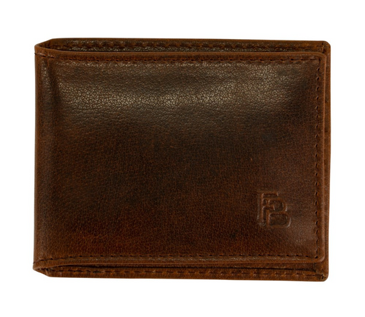 Mens Leather Bi Fold Wallet - Brown