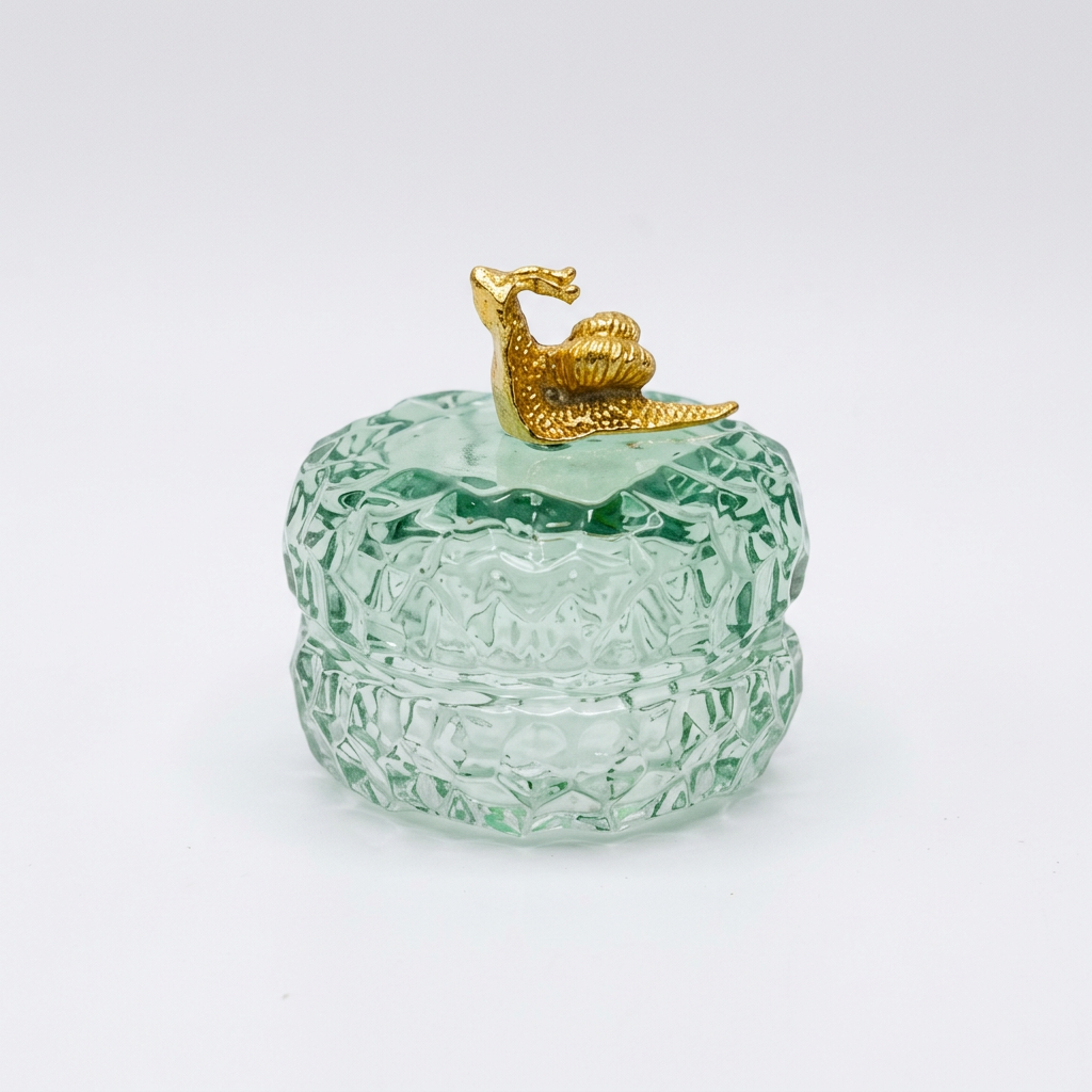 Gold Snail Glass Trinket Box