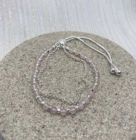 Semi Precious and Metal Bead Slider Bracelet