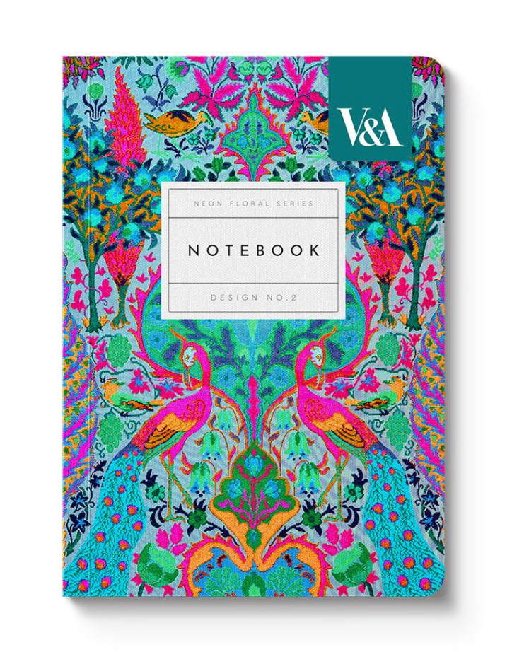 Neon Floral Peacock Notebook A6