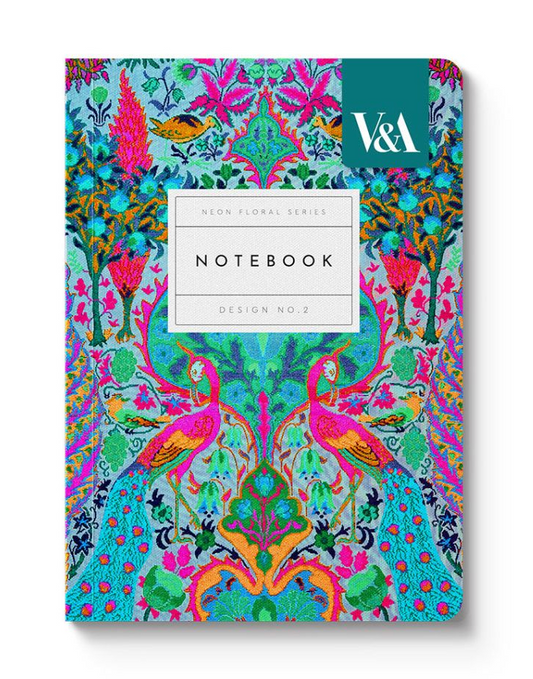 Neon Floral Peacock Notebook A6
